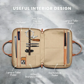 Leather laptop bag interior design by Mayacraft